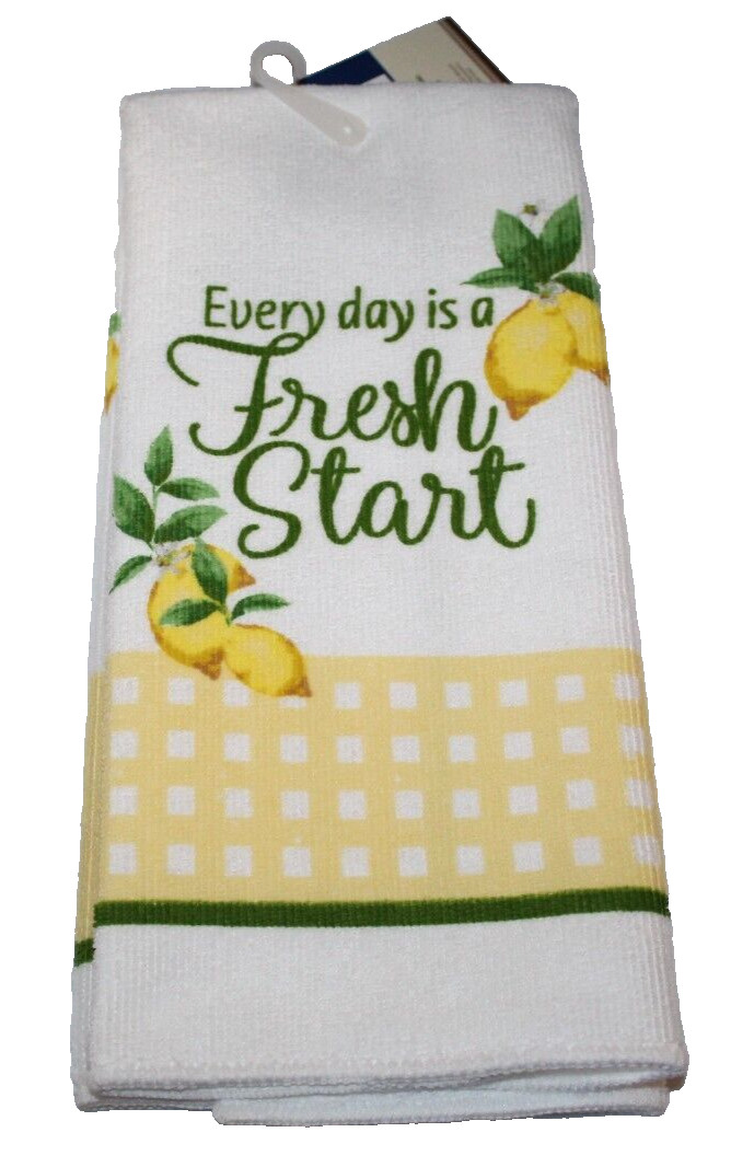 Lemon Themed Kitchen Towel 15 x 25 Polyester Every Day Is A Fresh Start gallery