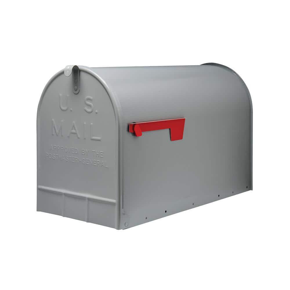 Post Mount Mailbox Gray Extra Large Steel Rust-Resistant Adjustable Door Latch gallery