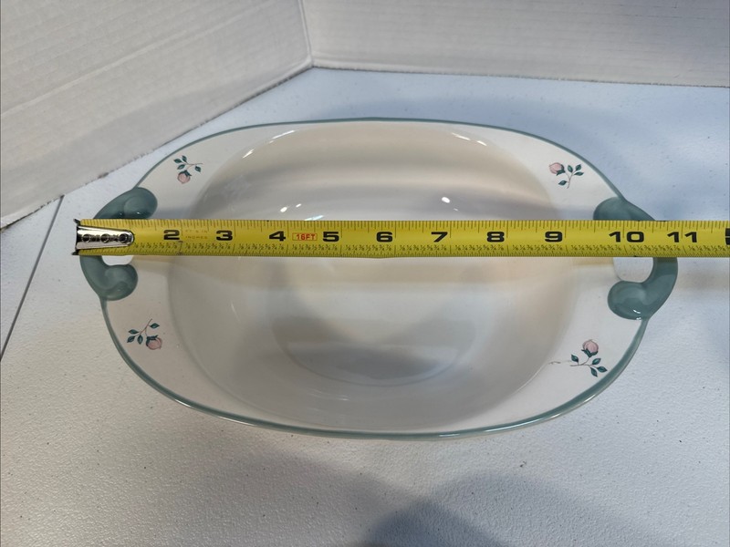 Pfaltzgraff April Oval Serving Dish Set of 3 White Floral Stoneware Purple Teal gallery