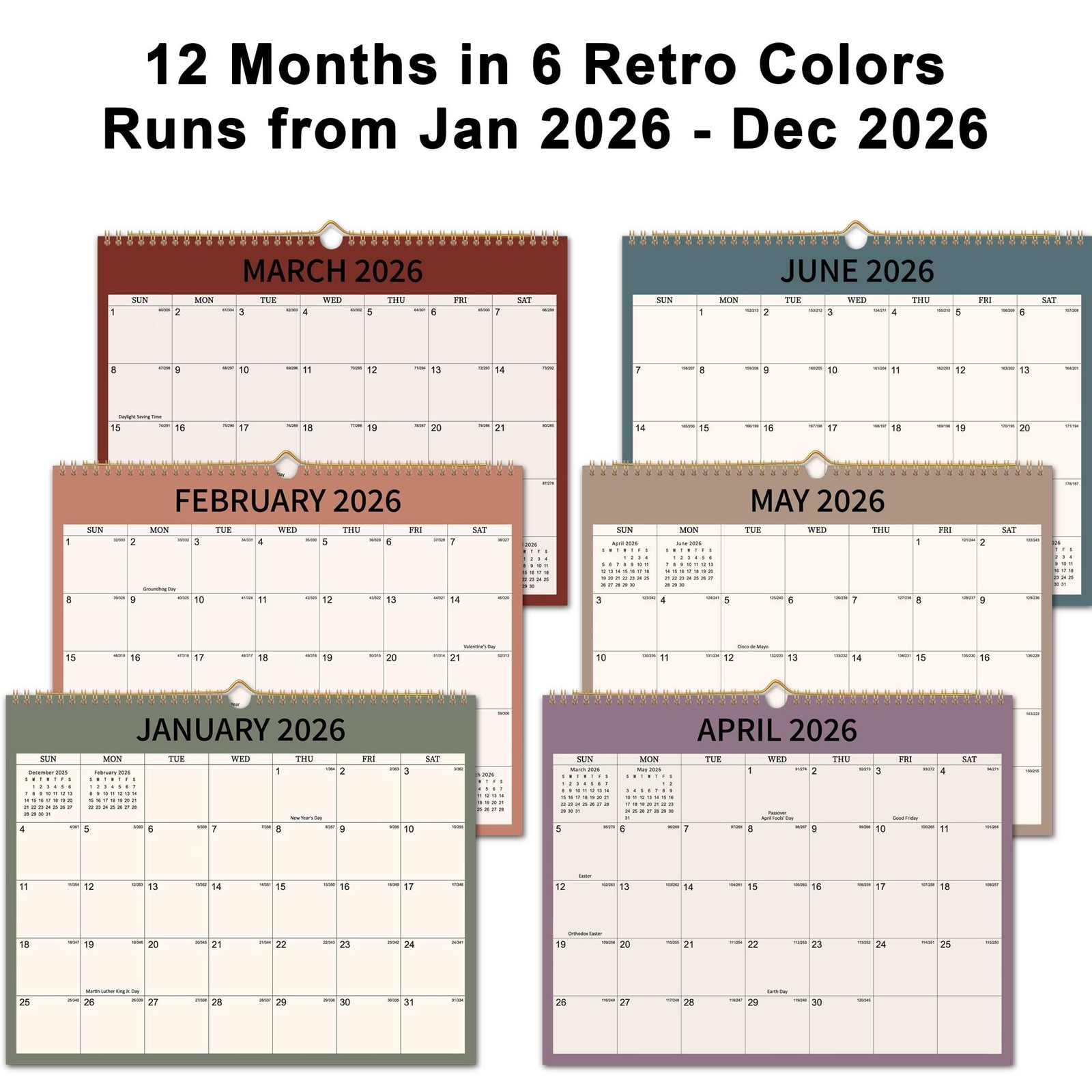 2026 Wall Calendar 12 Month, Wall Calendar from January 2026 to December 2026... gallery
