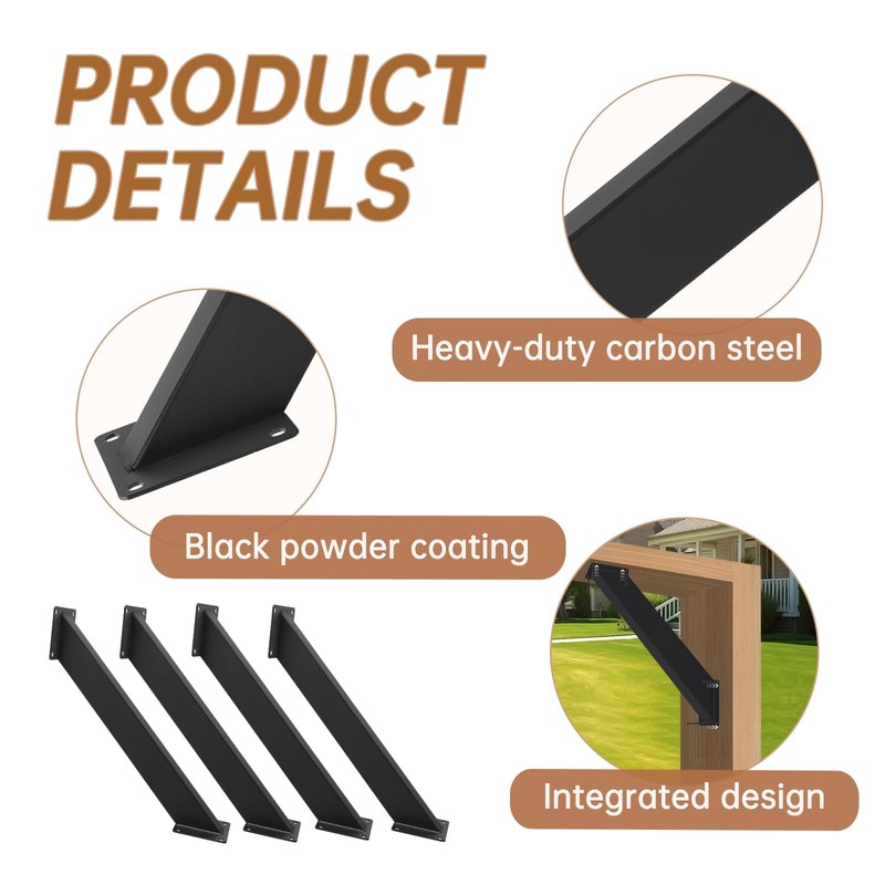 4 PCS 45 Degree Angle Support Bracket Pergola Kit Connectors For 4x4 Inch gallery