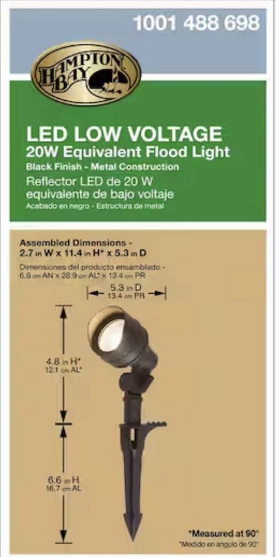 2-pack Hampton Bay LED Low Voltage Spotlight Metal Black Landscape Lights 20W gallery