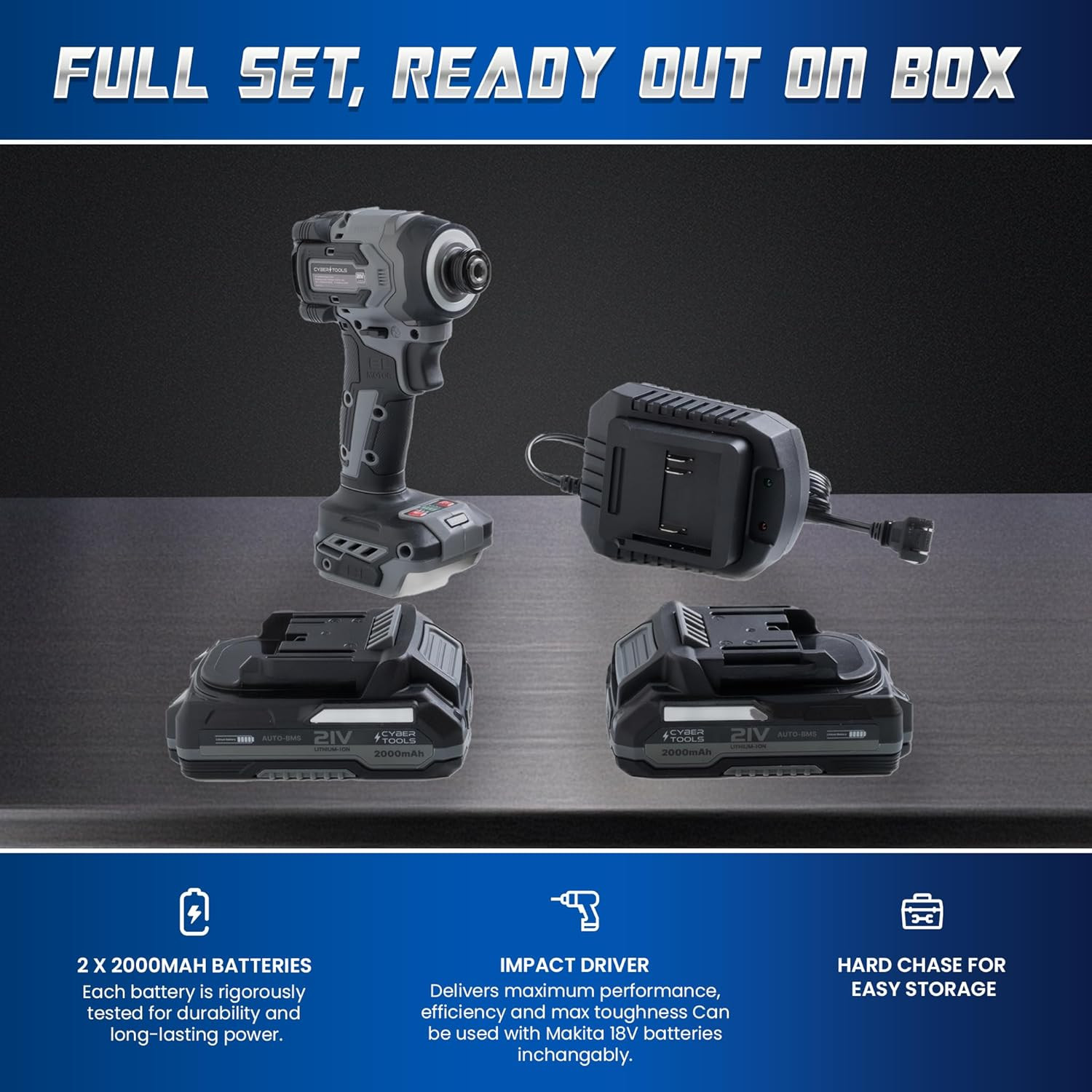 Powerful 21V Brushless Cordless Driver - 230Nm Torque, 2 Batteries & Case Includ gallery