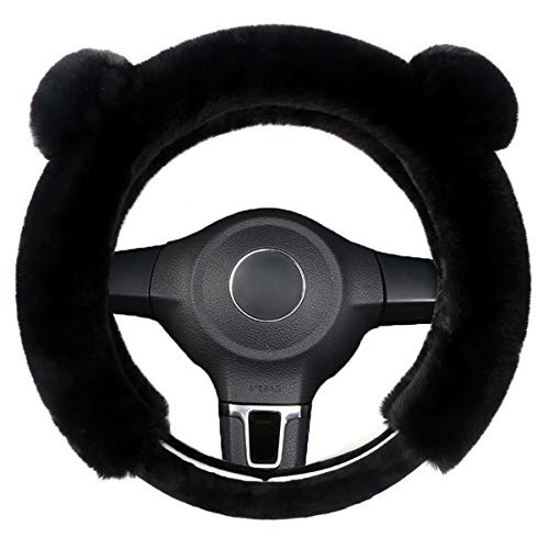 Universal Fluffy Steering Wheel Cover Fashion Cute Cartoon Shape 15 inch BLACK gallery