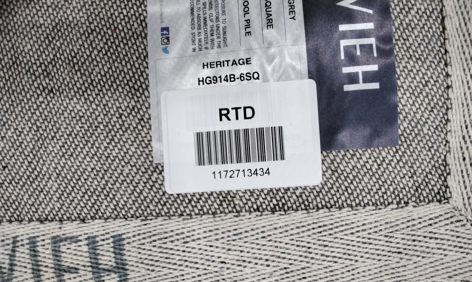 BLUE / GREY 6' X 6' Square Pulled Threads Rug, Reduced Price117271343 HG914B-6SQ gallery