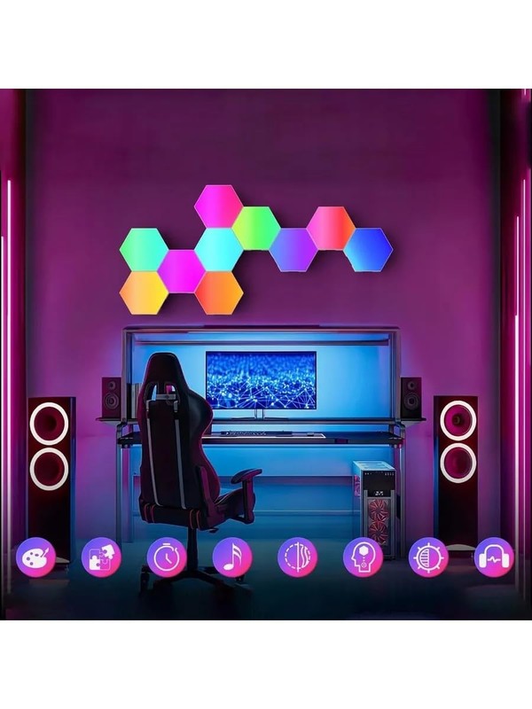 Remote Control Hexagon Wall Light,Wall-Mounted Touch-Sensitive DIY Geometric ... gallery