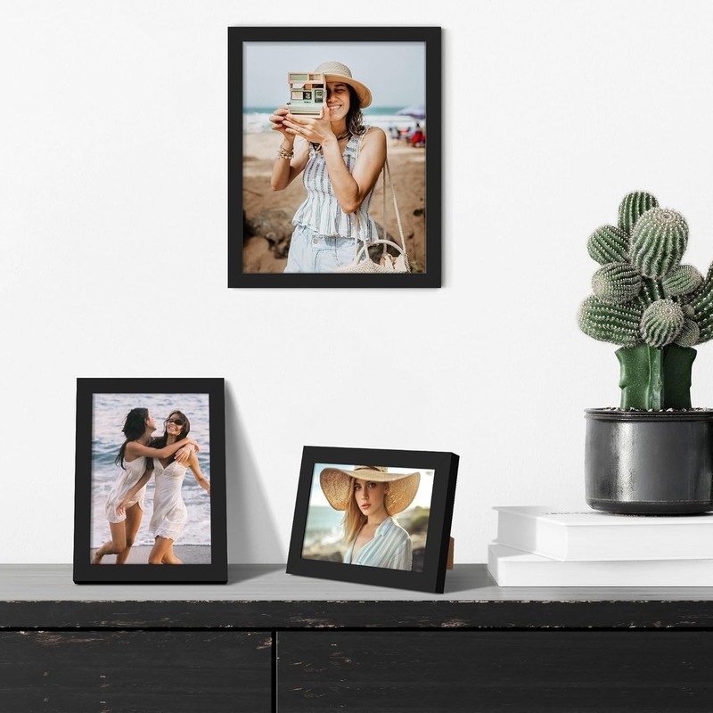 upsimples 10 Pack Picture Frames Collage Wall Decor 8x10, 5x7, 4x6 Black gallery