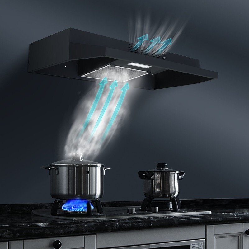 30inch Kitchen Under Cabinet Range Hood 2 Speed 230CFM Vent w/LED Black gallery