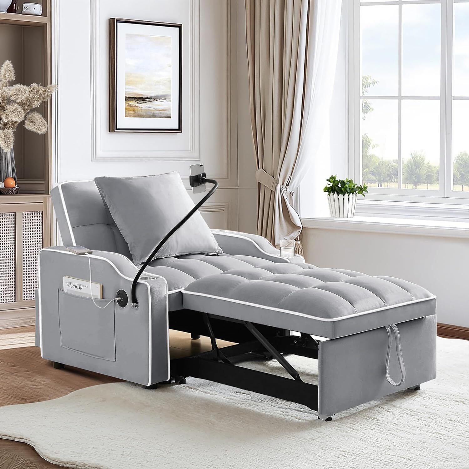 3-in-1 Convertible Futon Sofa Bed Chair Sleeper Chair Bed with Pull Out Bed gallery