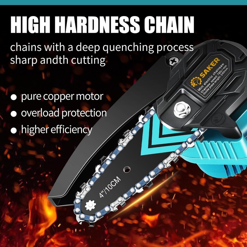 Saker Mini Electric Chainsaw 4" Portable Cordless Handheld High Efficiency E-1 gallery