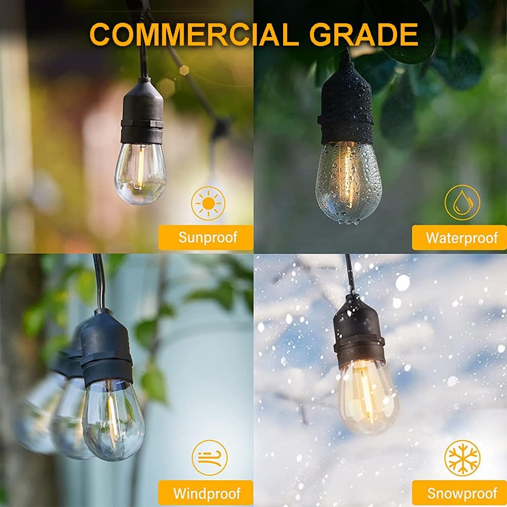 New 24 Feet Outdoor String Lights IP65 Waterproof with 13 Shatterproof LED Bulbs gallery