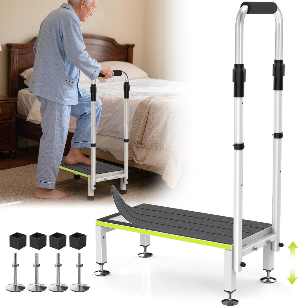 Step Stool with Handle for Elderly,Wide Platform and Anti-Slip Mats