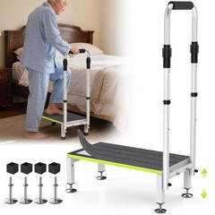 Step Stool with Handle for Elderly,Wide Platform and Anti-Slip Mats