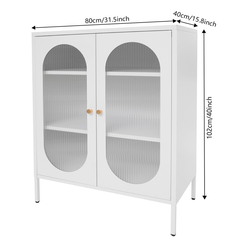 Accent Display Storage Cabinet w /2 Glass Door for Living Room White 80*40*102cm gallery