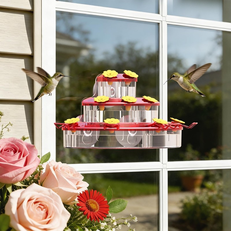 Birdream Window Hummingbird Feeder, Strong Suction Cup 1 Pack, Red gallery