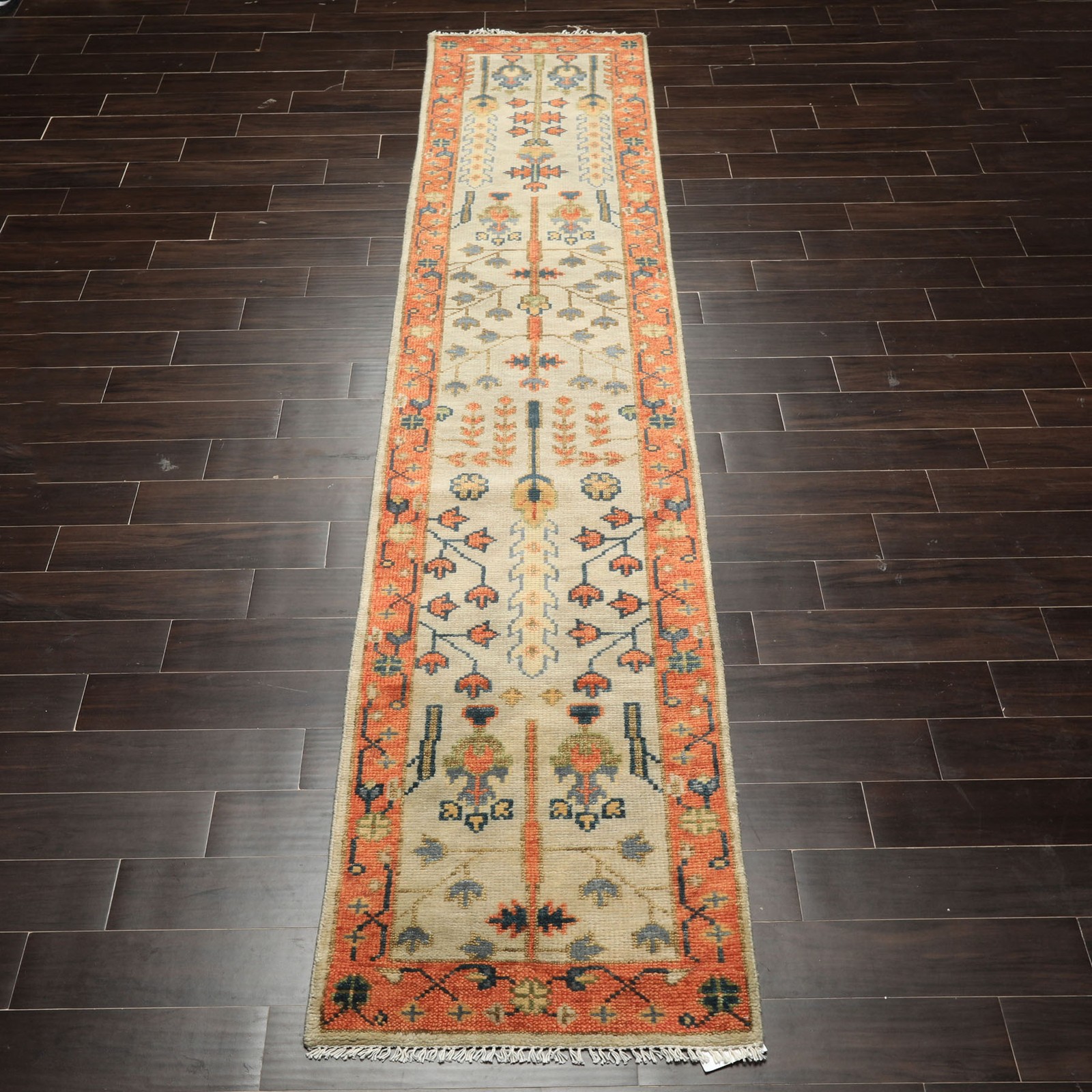 2'5''x12'2'' Runner Hand Knotted Wool Beige, Burnt Orange Oushak Traditional Rug gallery