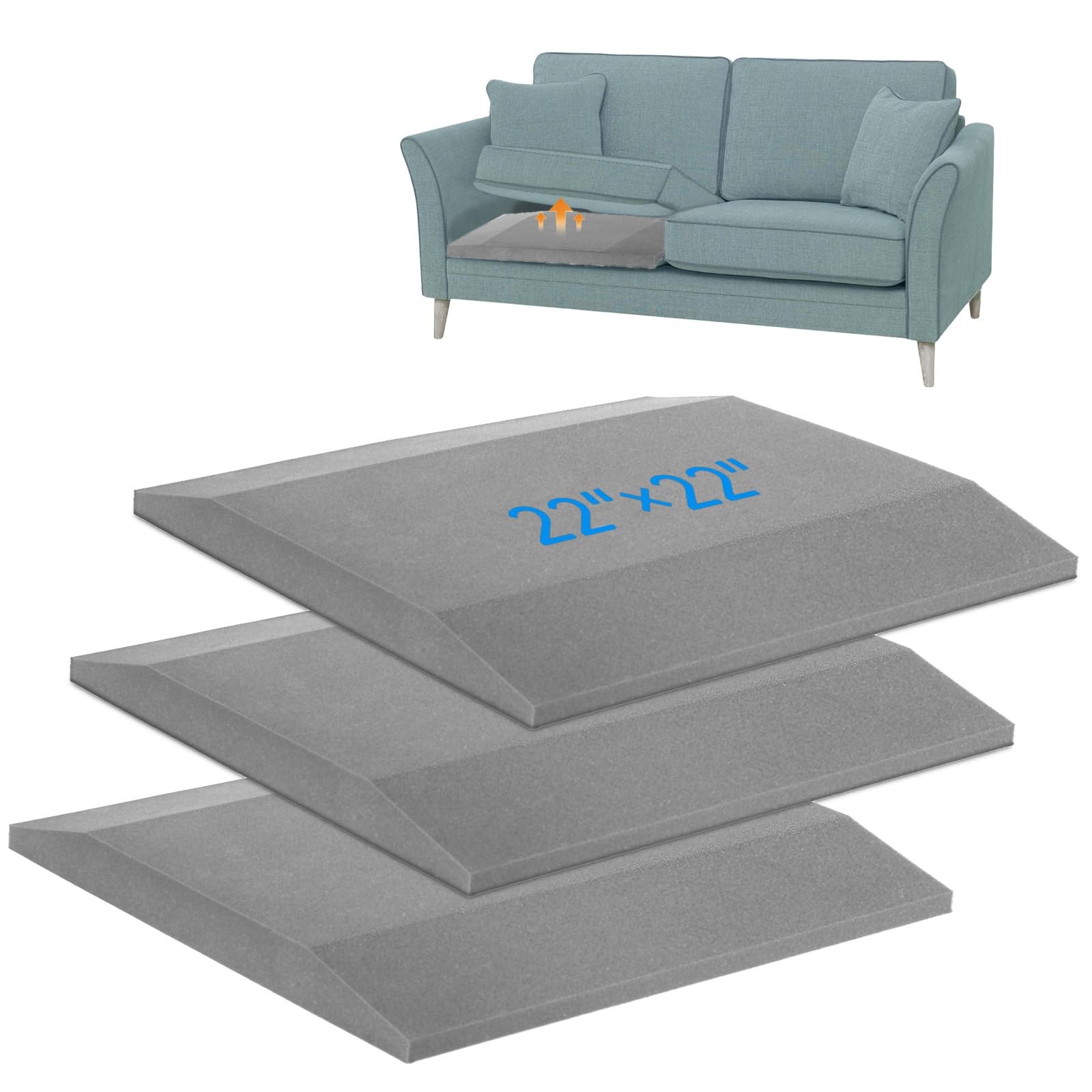 3 PCS Sofa Cushion Support Sagging Couch Trapezoid 40D Firm Foam Inserts Grey gallery