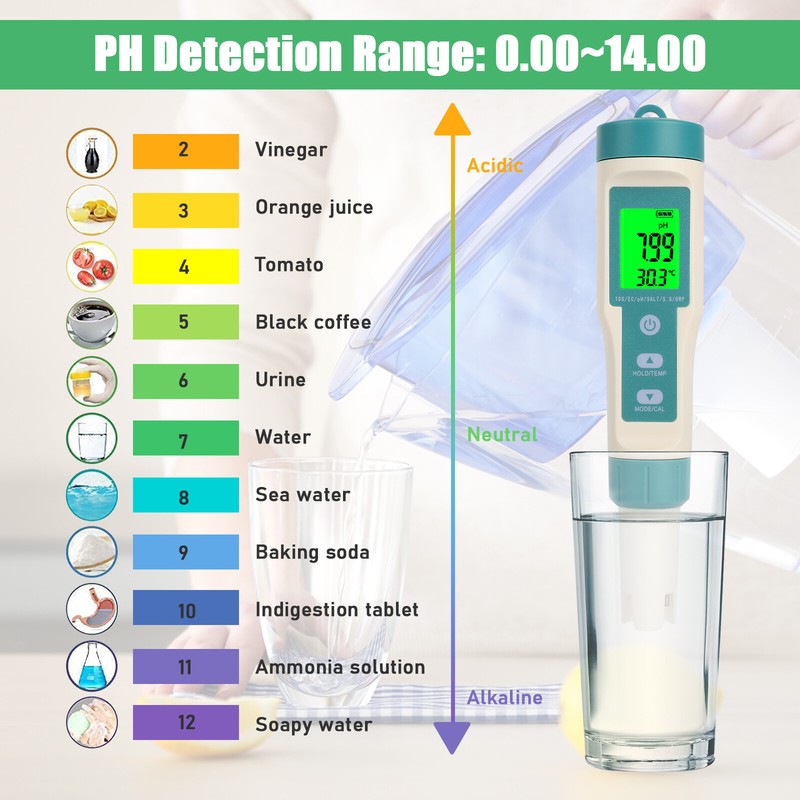 7in1 Digital Water Quality Tester Meter PH/TDS/EC/ORP/TEMP/SG/Salinity Test Pen gallery