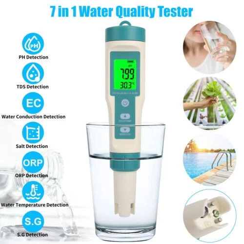 7IN1 5IN1 Digital LCD PH/TDS/EC/Temperature/Salinity Water Quality Tester Meter gallery