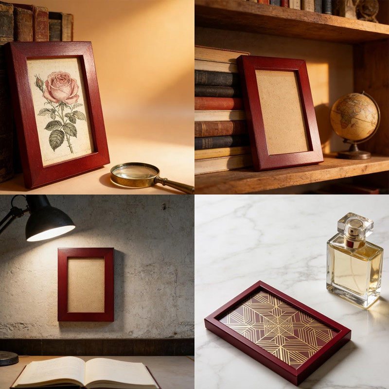 3X5 Inch Solid Wood Picture Frames Red | Acrylic Front | Back Loading Design | H gallery