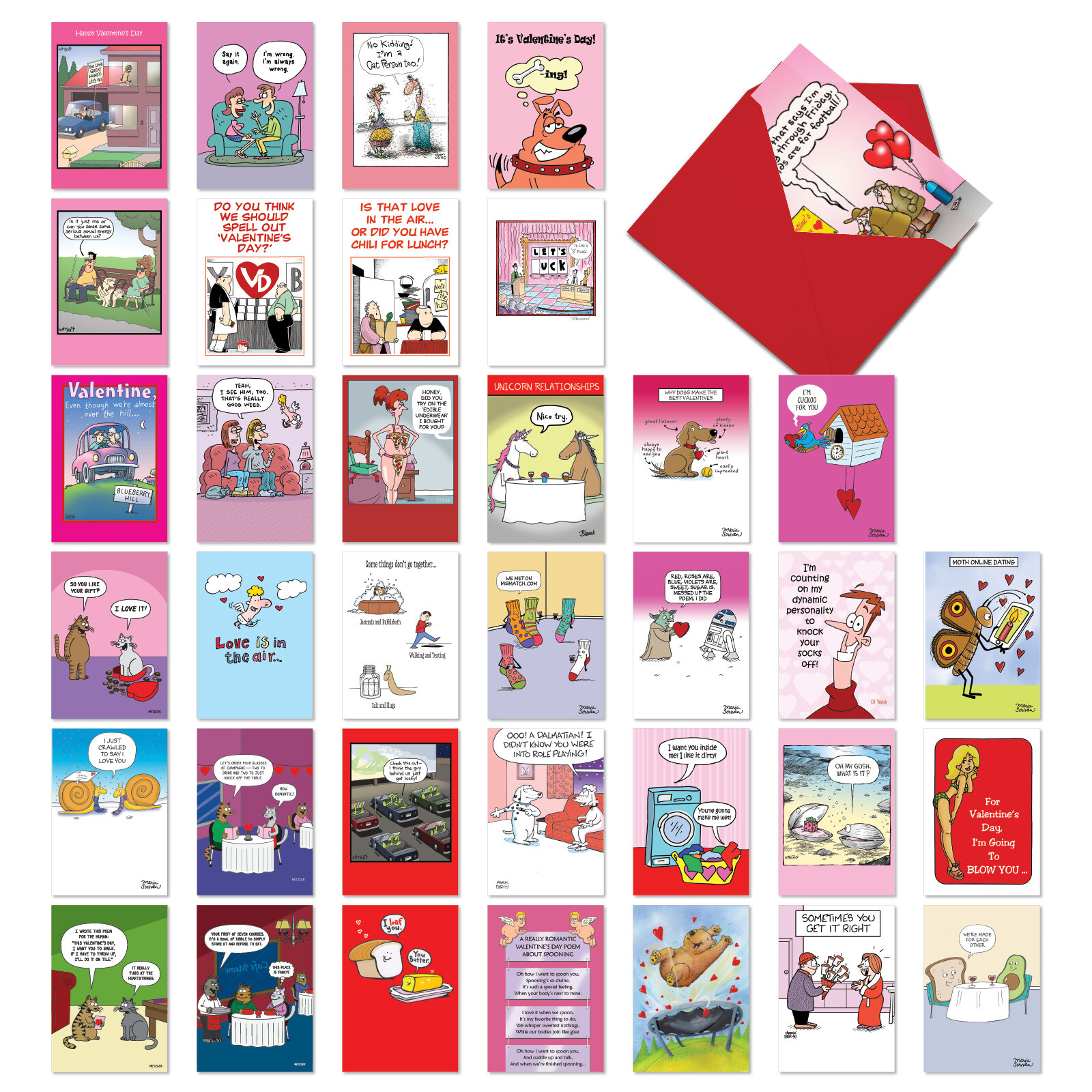 36 Asst'd Set Funny Valentine's Day Cards w/Envelopes (36 Designs) Comical Love gallery