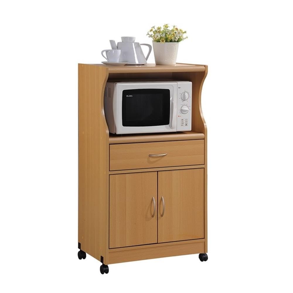 HODEDAH IMPORT Microwave Cart with One Drawer, Two Doors, and Shelf for Stora... gallery
