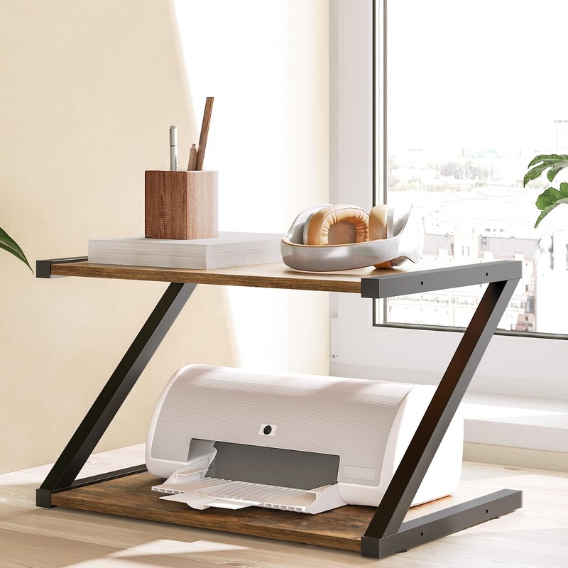 Desktop Printer Stand, 2-Tier Printer Table with Storage Shelf, Under Desk Pr... gallery