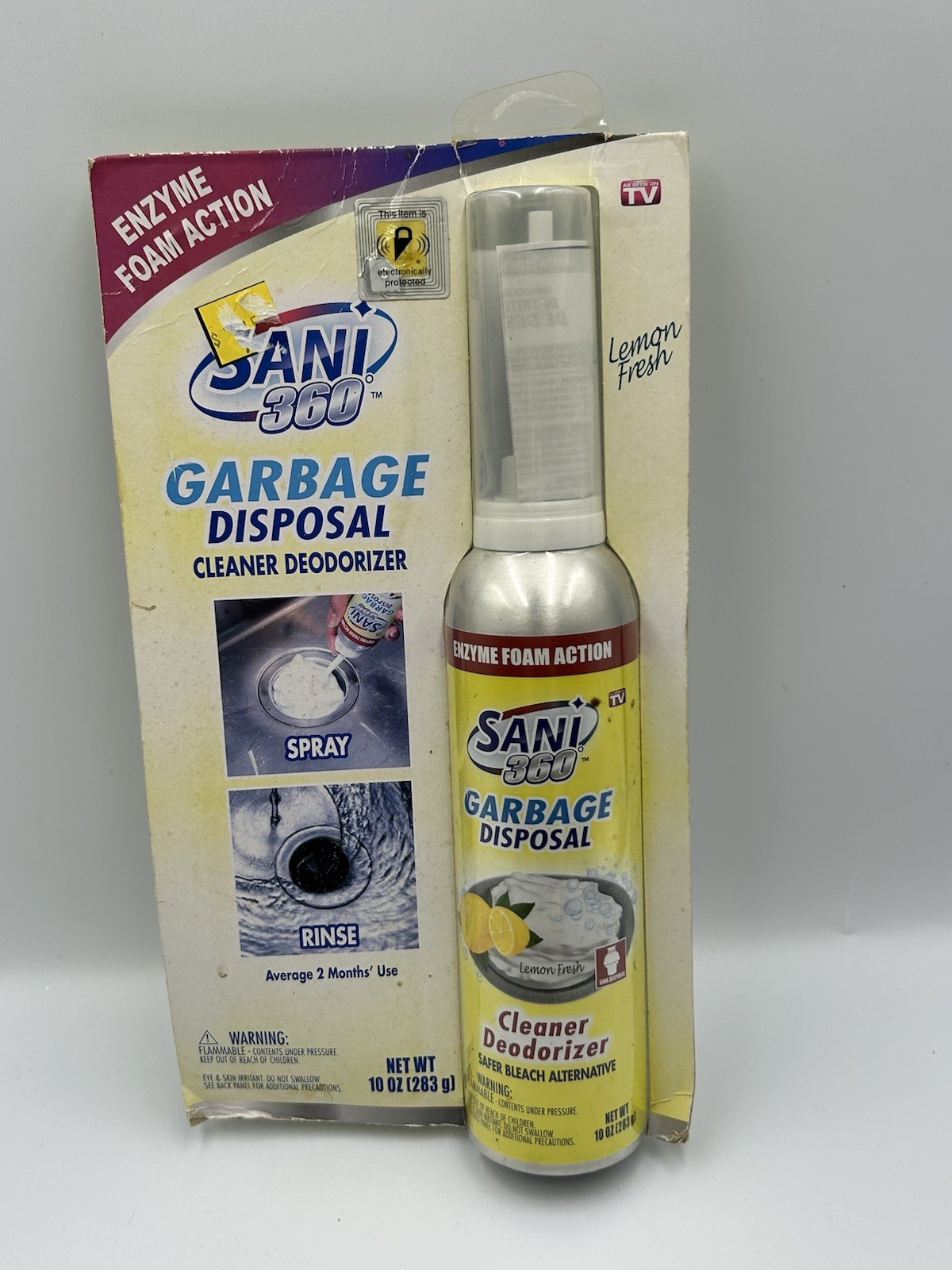 Sani 360° Garbage Disposal Cleaner Deodorizer 10 oz. Lemon Scent Enzyme Foam Act gallery