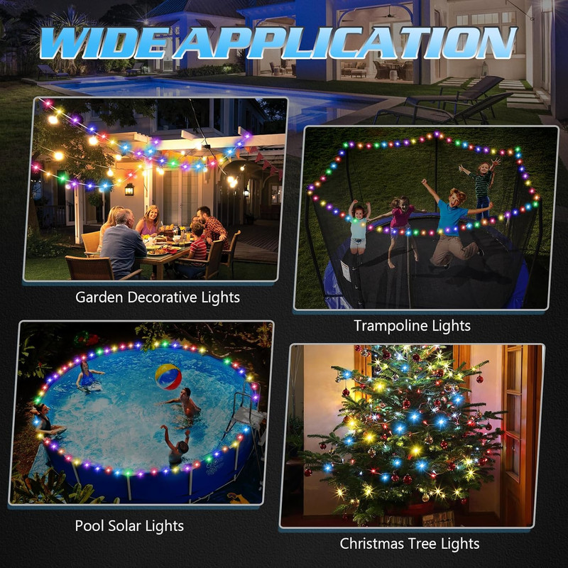 65Ft Solar Pool Lights for above Ground Pools, 180 Leds Remote IP65 Waterproo... gallery
