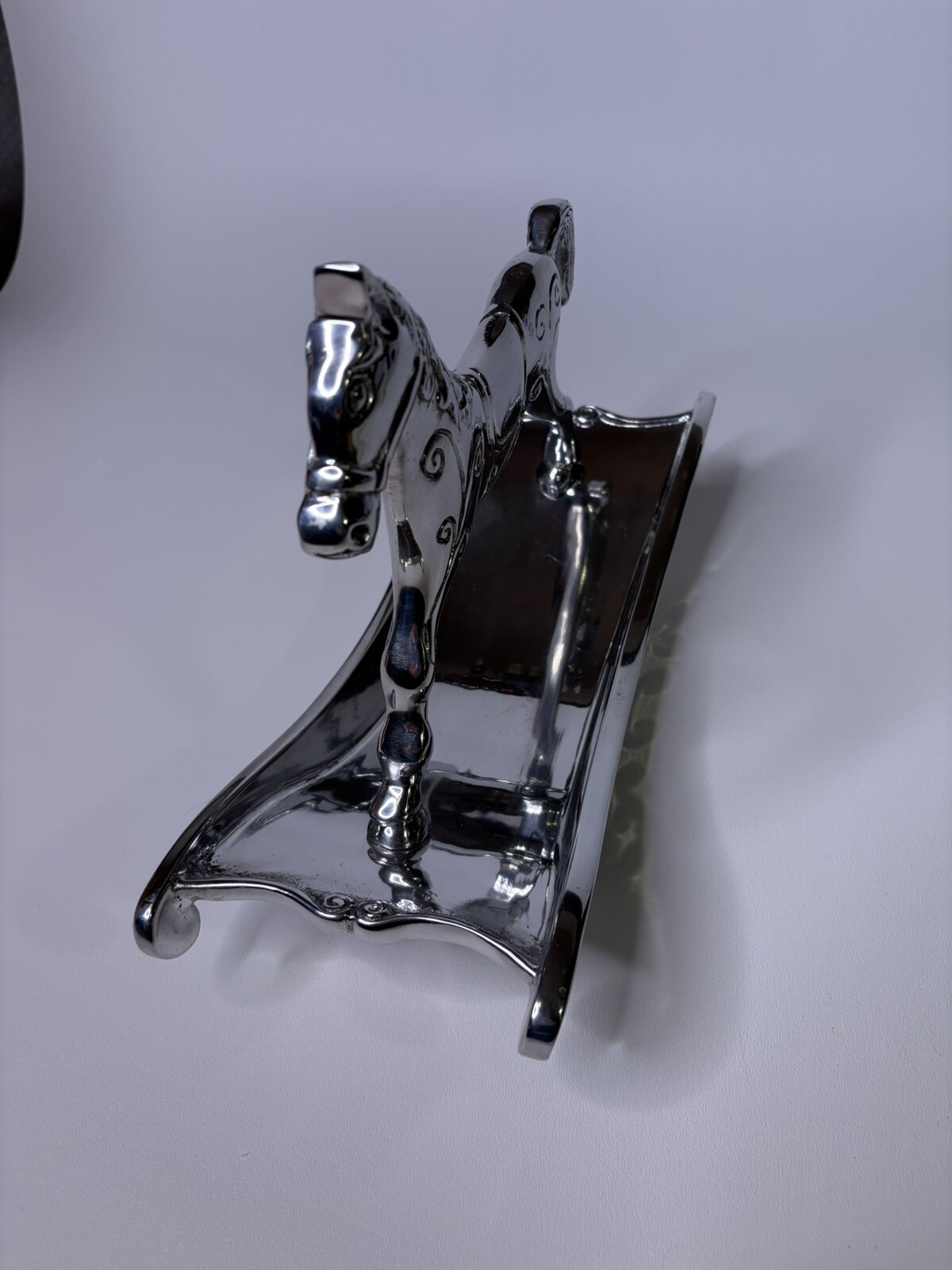 Mariposa Candy Dish Christmas Rocking Horse Metal Serving Tray 9”H x 14"W gallery