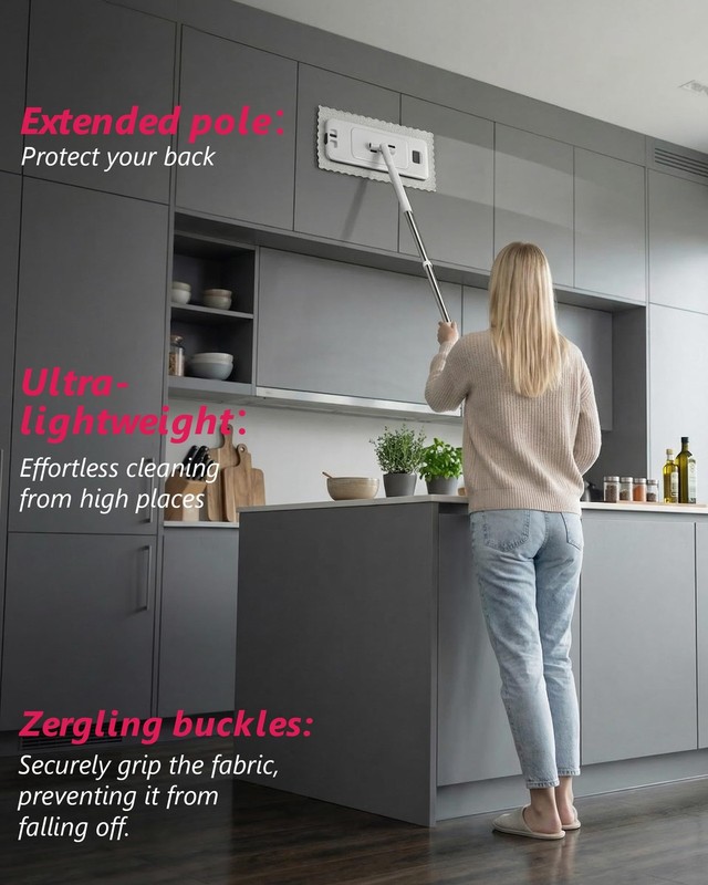 Disposable Dust Mop with Mini Mop, Zero-Contact Click- On Mop System. with Ot... gallery