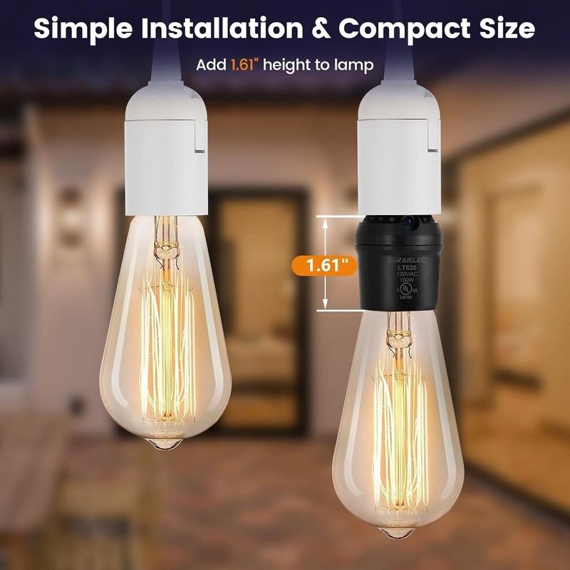 2 Pack Automatic Dusk to Dawn Light Socket, Light Sensor Socket, 360° Rotation gallery