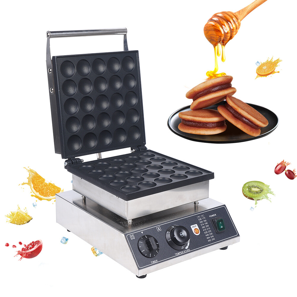 Mini Poffertjes Maker 25-Cup Stainless Steel Non-Stick Pancake Machine 1850W gallery