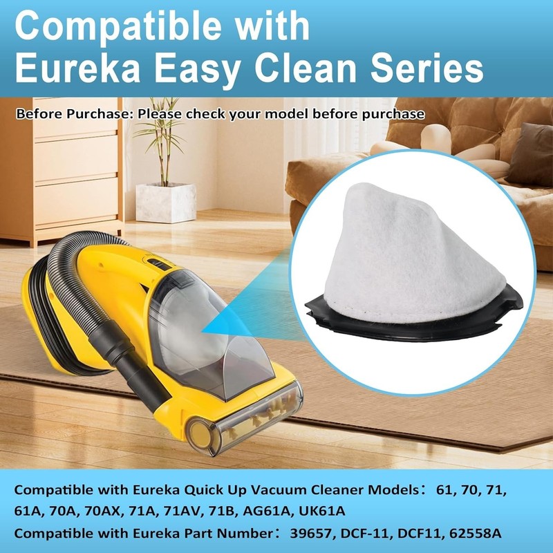 NEW! 3 Pk Vacuum Filter for Eureka Quick Up DCF-11 Models 61, 70, 71, 61A, 70A gallery