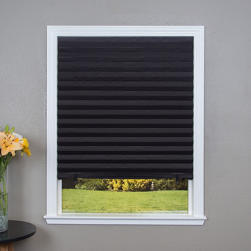 (2 pack) No Tools Original Blackout Pleated Paper Shade Black, 36 in x 72 in gallery