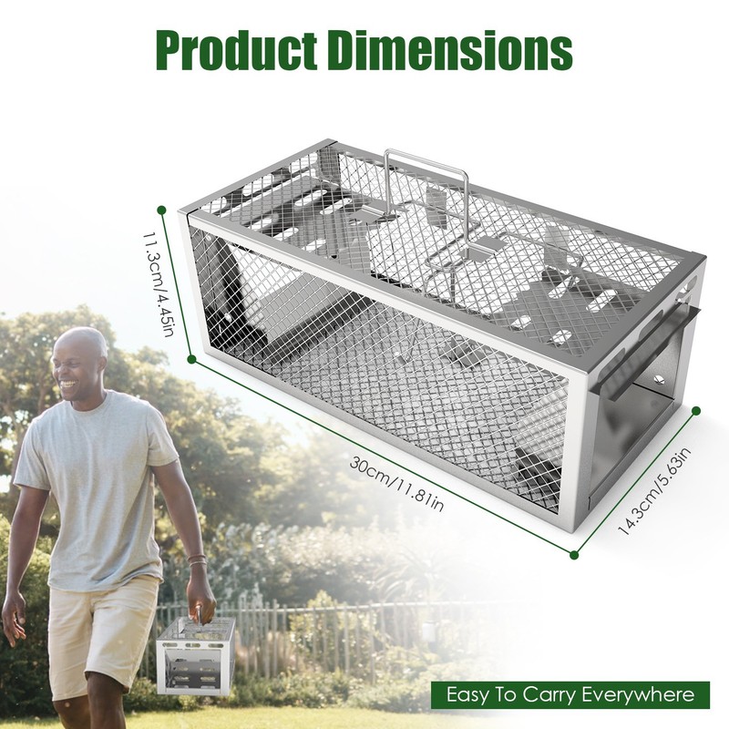 2 Pack Automatic Humane Rat Trap With Reusable Galvanized Iron Live Animal Cage gallery