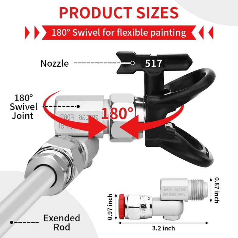 Airless Paint Sprayer Extension Pole 8in 12in 20in 30in 40in - Reach High Areas gallery