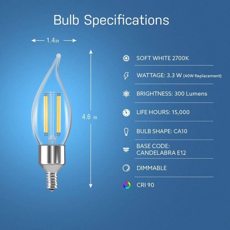 40-Watt Equivalent CA10 E12 LED Dimmable Smart Home Wi-Fi Connected Wireless Lig gallery