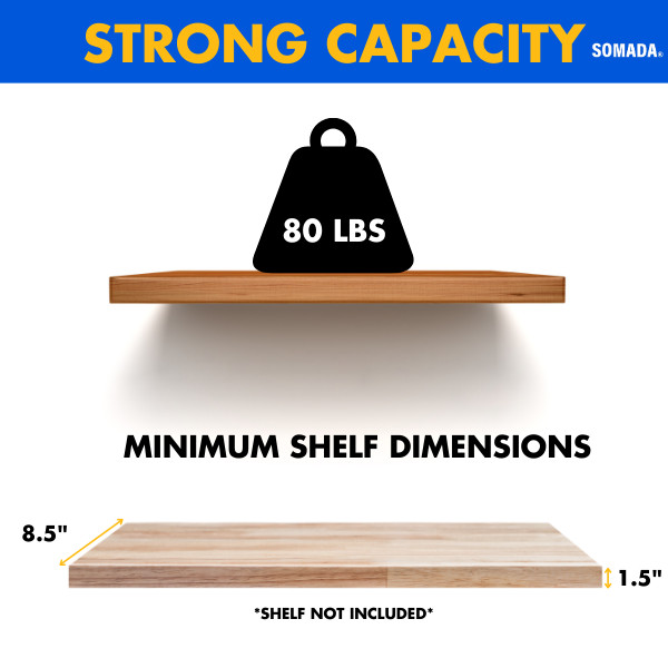 SOMADA 8 Inch Floating Shelf Brackets, 4 Pack Invisible Heavy Duty Shelf Support gallery