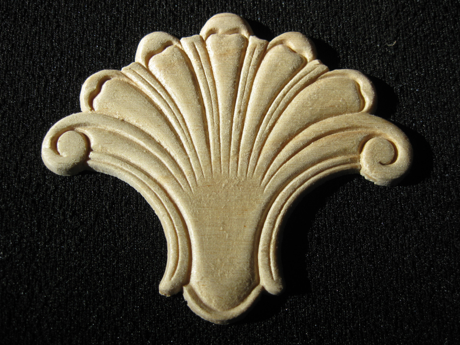 100 Embossed Scalloped Design Wood White Birch Appliques - ONLAY - 3" x 3.5" gallery