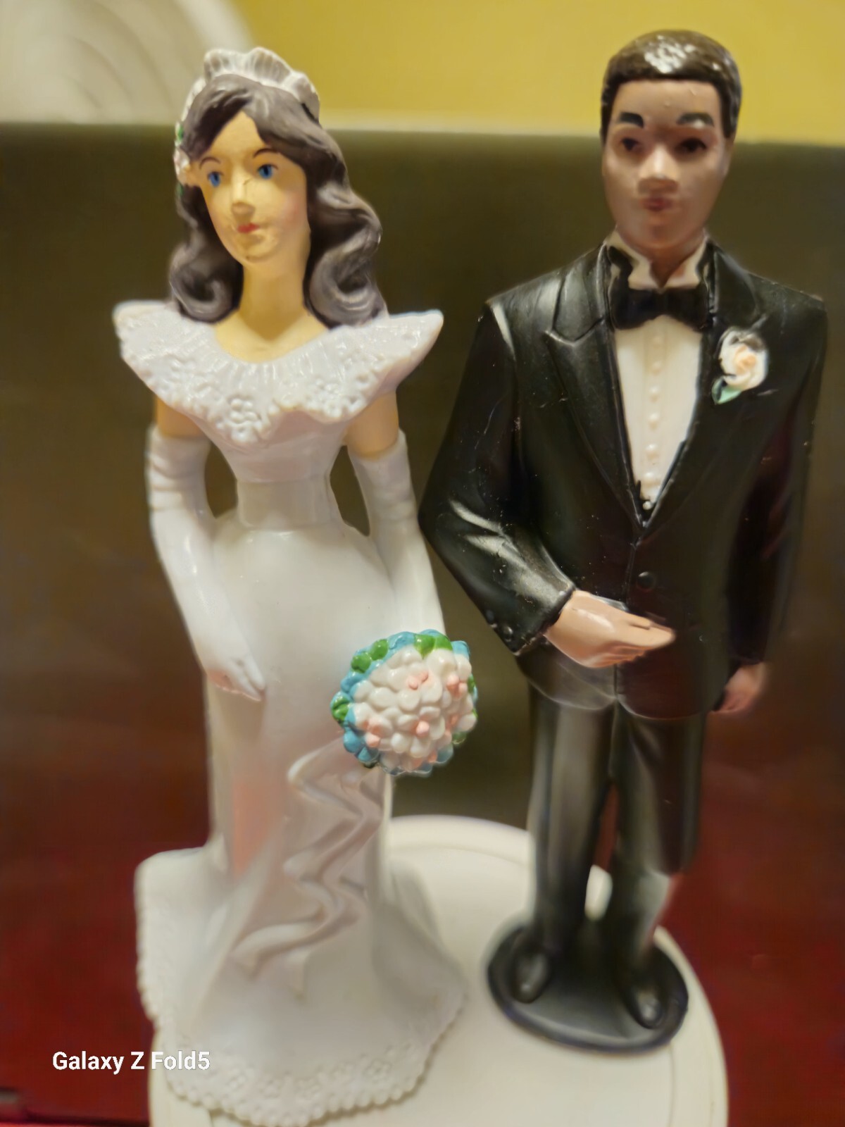 WILTON Bride And Groom Wedding Cake Toppers 1991 Rare Detailed Mixed Couple Cute gallery