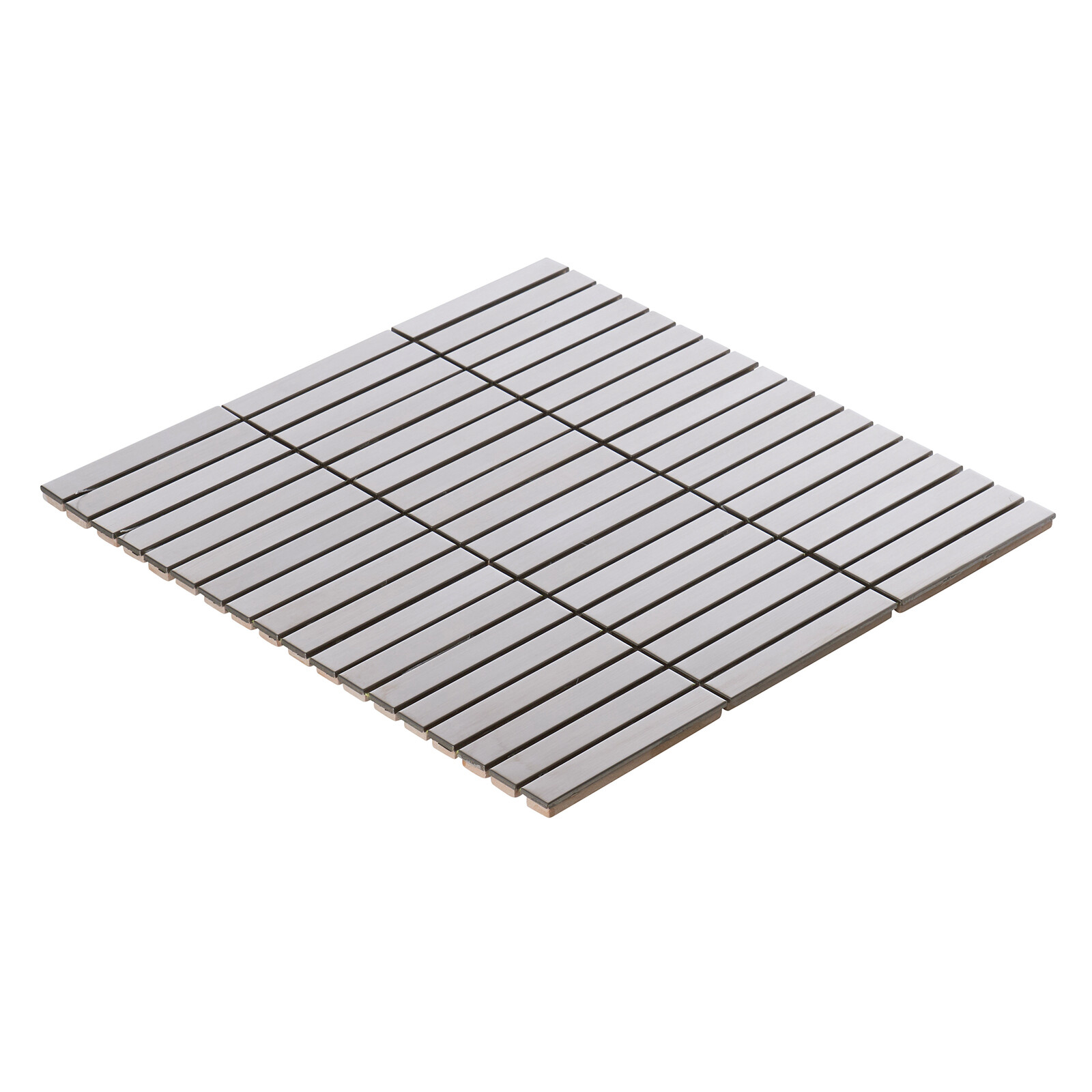 Brushed Nickle Stainless Steel Metallic Metal Stacked Mosaic Tile Backsplash gallery