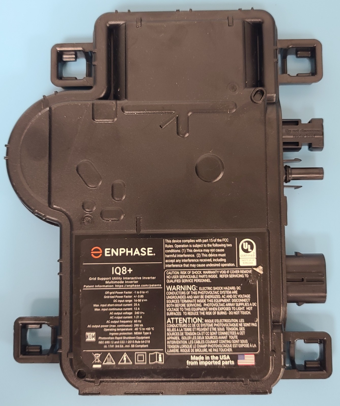Enphase IQ8+ Microinverter (IQ8PLUS-72-M-US) MC4 no cap and mounting bracket gallery