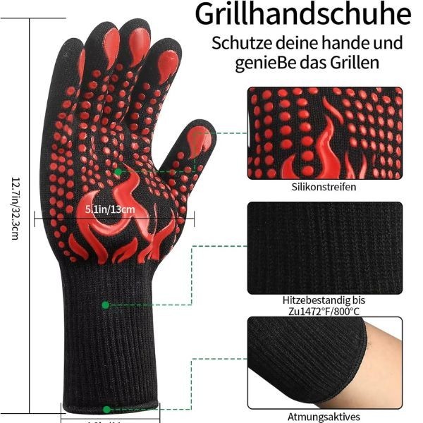 Universal Anti-Slip Heat Resistant BBQ Oven Gloves Fireproof Kitchen Cooking Glo gallery