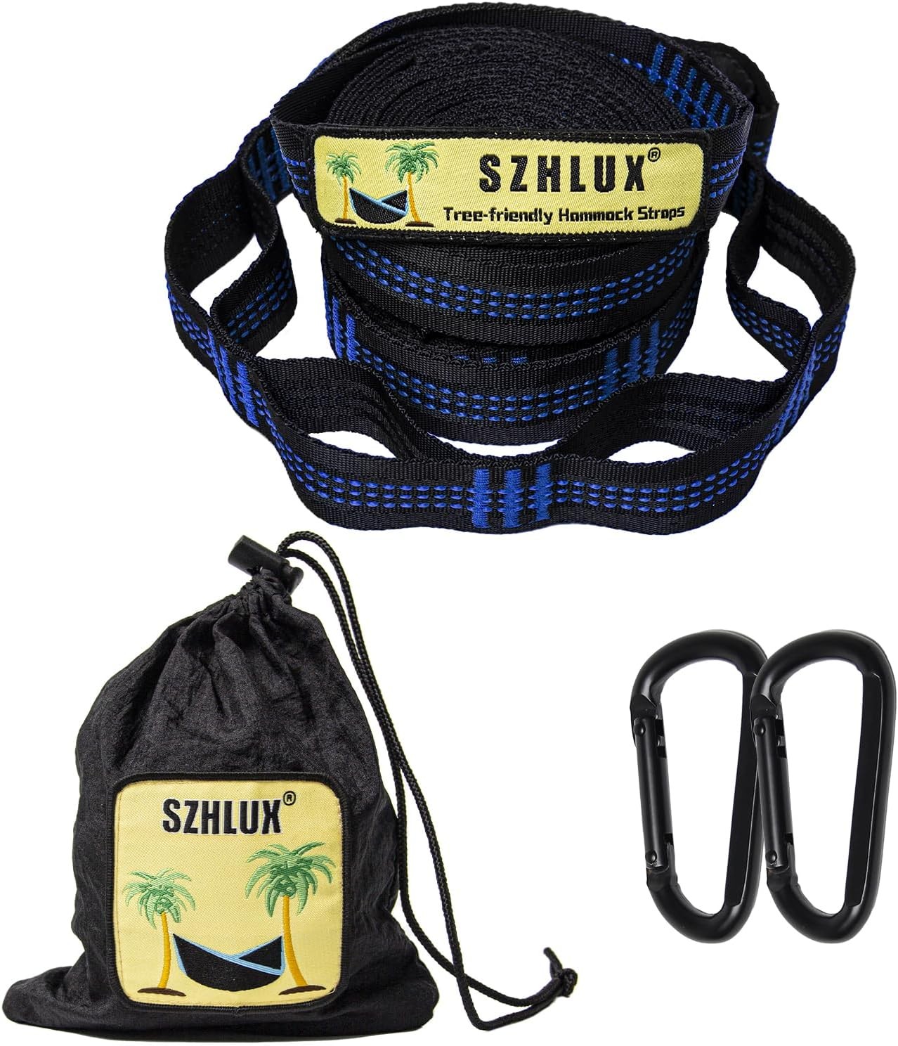 SZHLUX Hammock Straps for Trees - Set of Two 10ft Long, with 38 10 feet, Blue gallery