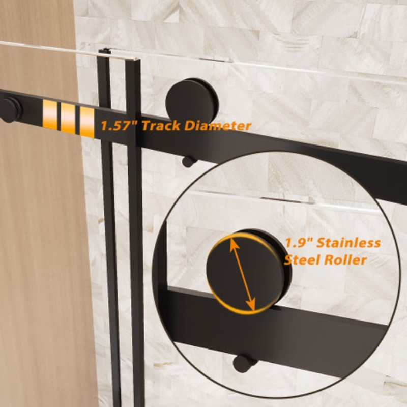 Long Term Use Matte Black Frameless Shower Door 60 in.x76 in.Shower Glass Doors gallery