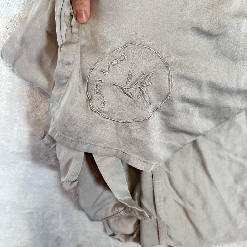 Cozy Earth Flat Sheet Twin Gray Solid Bamboo Viscose Embroidered Logo Modern gallery