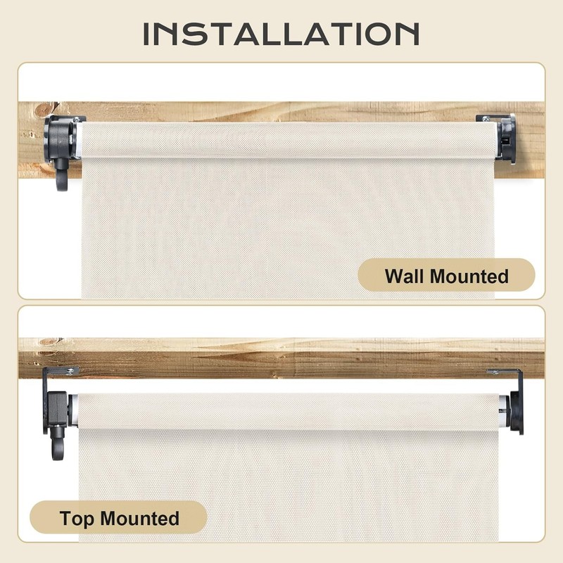 5% Openness Cordless Solar Fabric Roller Shade, 7'W x 8'H Sun Shade for Outdoor gallery