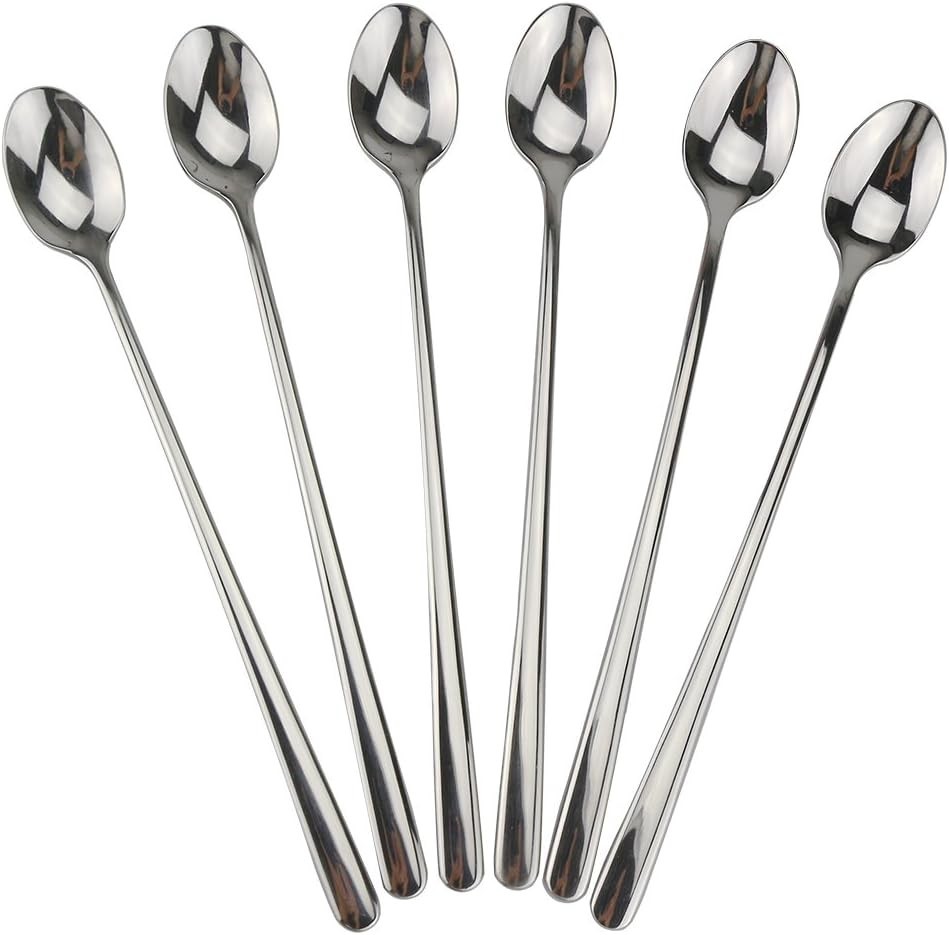 Long Handle Spoon, 9-Inch Iced Teaspoon, Set of 6, 18/10 Stainless Steel gallery