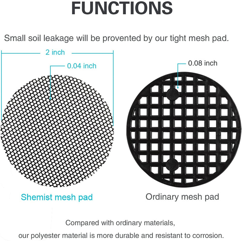 100PCS Bonsai Pot Bottom Grid Mat Mesh, Plant Drainage Screens Gasket, round Dra gallery